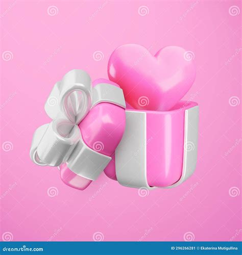Vector 3d Valentines Love Gift Box Concept. Cute Pink Open Present with ...