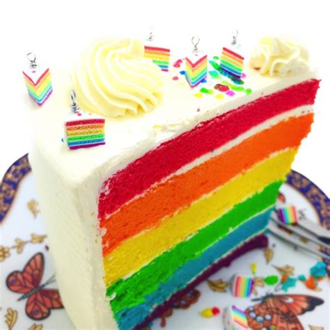 Rainbow Cake Slice Charm - Thepigbakesclay