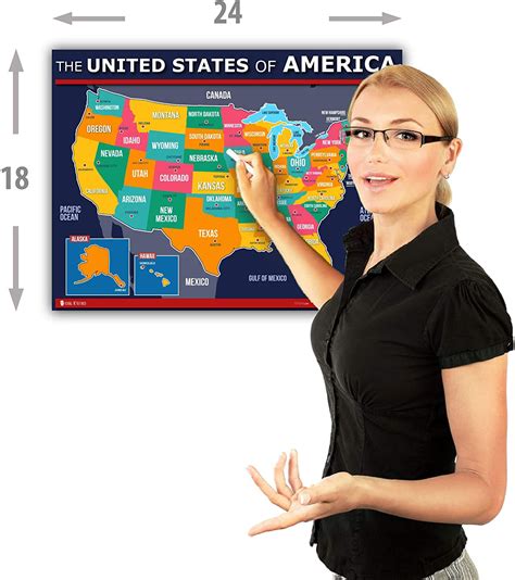 United States Map For Kids 18x24 Laminated Us Map Ide - vrogue.co