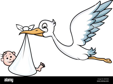 Vector Illustration Of Cartoon Stork Carrying Baby St - vrogue.co