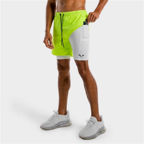 AE | Limitless 2-in-1 Shorts - Neon And White | Gym Shorts Men | SQUATWOLF