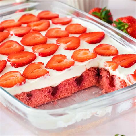 Strawberries & Cream Poke Cake ⋆ Real Housemoms