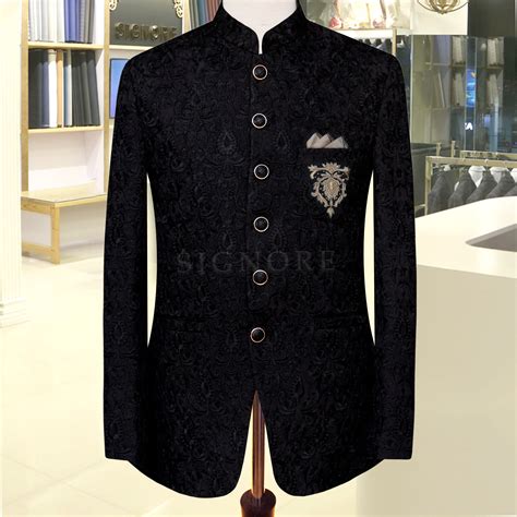 Sophisticated heavy embroidered black prince coat - Signore