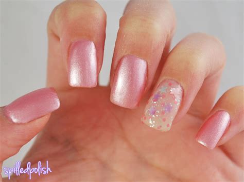 spilledpolish: Pale Pink Pearl Nails with Dawn's Glimmer Accent Nail