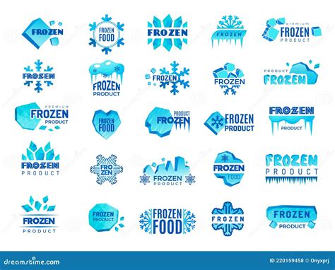 Frozen Product Logo. Snow And Winter Snowflakes From Ice Stylized Symbols For Logo Design Cold ...