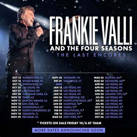 Frankie Valli Announces "The Last Encores" 2023-2024 Tour Dates