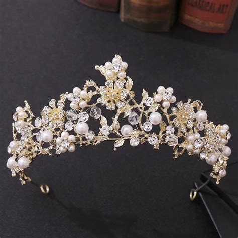 Gold Rhinestone Gold Crown Headband Wedding Bride Princess - Etsy