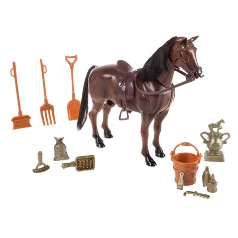 Toy Horse Set with Accessories, Brushable Mane and Tail by Hey! Play ...