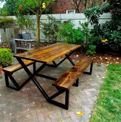 Hammer & Fox Home Furnishings’ industrial picnic tables make a great addition to any deck, pa ...