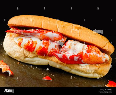 rustic american lobster roll sandwich Stock Photo - Alamy