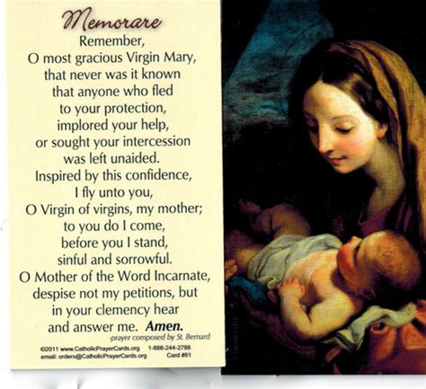 The Memorare Prayer Card by St. Bernard