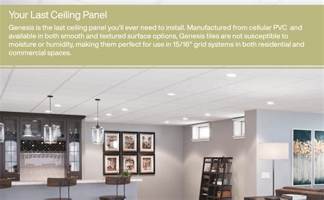 Genesis 2ft x 2ft Printed Pro Ceiling Tiles - Easy Drop-in Installation ...