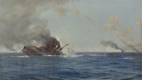 Oil Painting Replica Sinking of `The Scharnhorst` at the Battle of the Falkland Islands, 8 ...