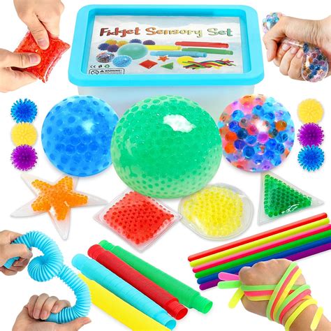 ZaxiDeel Sensory Toys for Autistic Children and Adults, Pack of 23 Fidget Toys - Pop Tubes, Bean ...