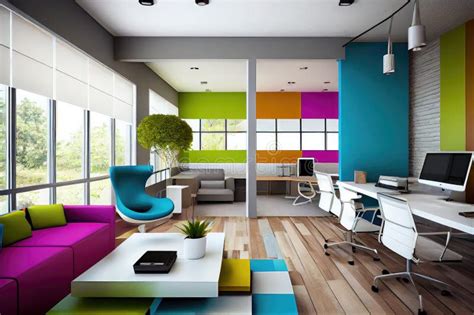 Modern Office with Open Floor Plan and Bright Colors for a Fresh and ...