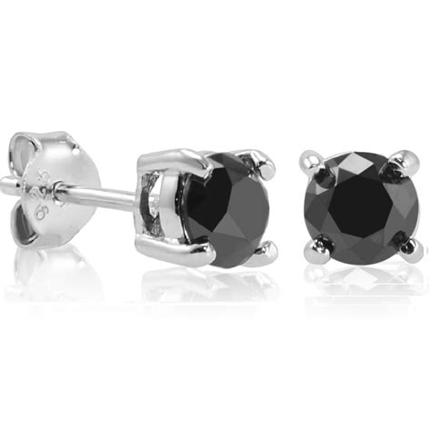 1 1/2ct Black Diamond Stud Earrings in .925 Sterling Silver | eBay