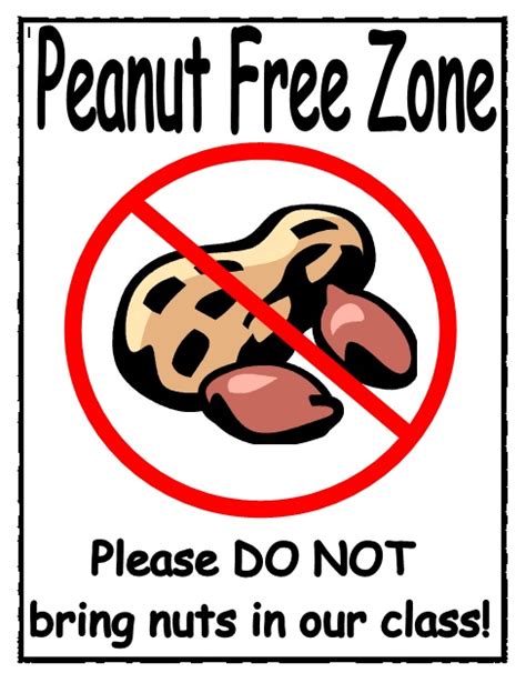 LaSota's Little Learners: Peanut Free Zone Sign