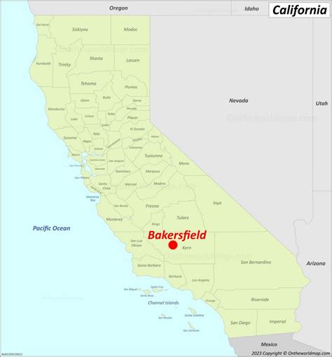 Bakersfield Location On The California Map - Ontheworldmap.com