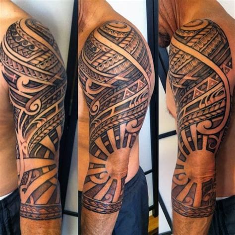 50 Tribal Sun Tattoo Designs For Men - Black Ink Rays