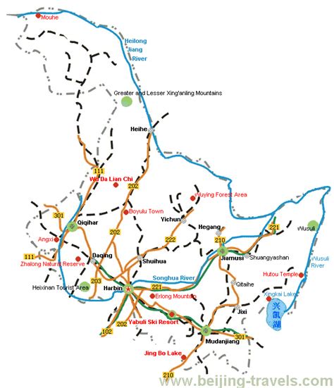 Heilongjiang Map - China Heilongjiang Travel Map