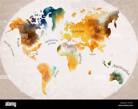 World map illustration hi-res stock photography and images - Alamy