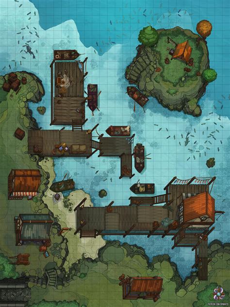 Docks Battle Map 30x40 : r/dndmaps