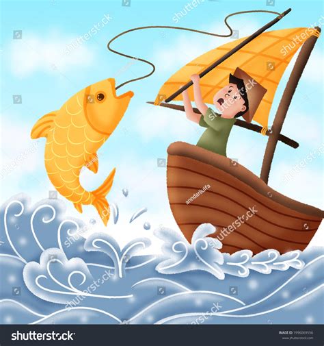 Fisherman Fishing Goldfish Sea Stock Illustration 1996069556 | Shutterstock