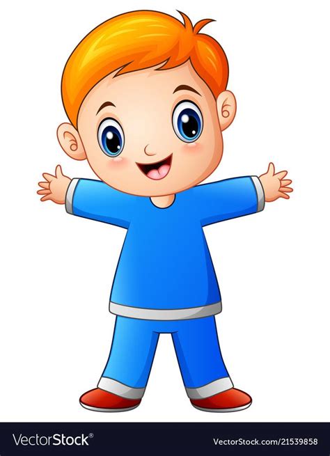 illustration of Cute little boy cartoon in blue shirt. Download a Free ...