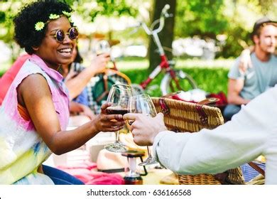 Young People Having Wonderful Picnic Park Stock Photo 636166568 ...