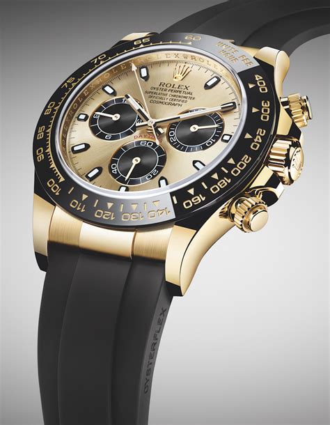 New Rolex Cosmograph Daytona Watches In Gold With Oysterflex Rubber ...