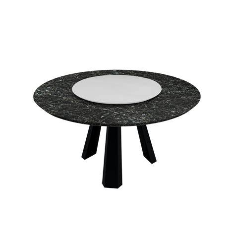 Modern Round Marble Dining Table with Black Metal Base (8-seaters) - Crownlivin