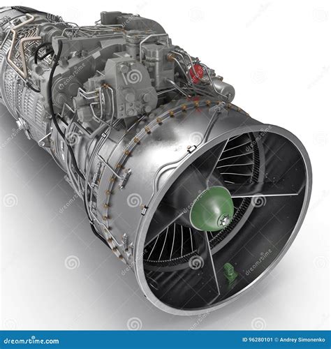 Jet Turbofan Engine On White. 3D Illustration, Clipping Path Stock ...