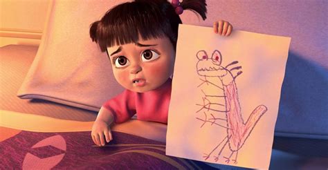 * Boo's drawing of Randall | Pixar movies, Pixar storyboard, Monsters inc