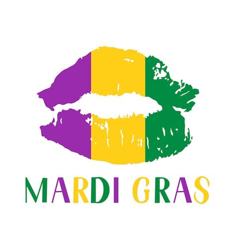 Premium Vector | Mardi gras lipstick kiss traditional carnival in new ...