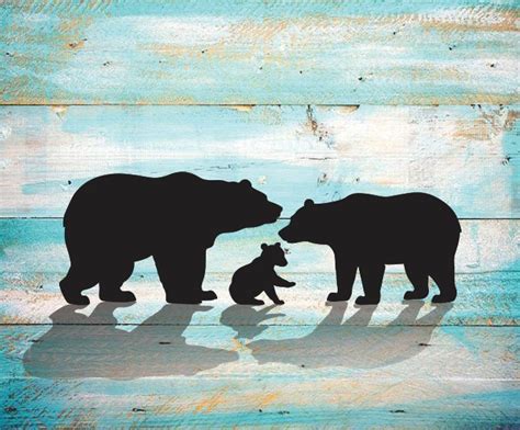 Mama Bear Papa Bear SVG Bear Cub Silhouette SVG Clipart Iron - Etsy