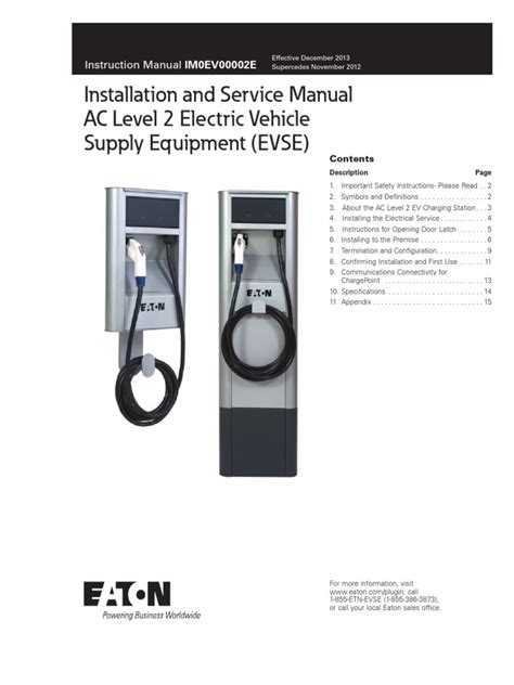 Installation and Service Manual AC Level 2 Electric Vehicle Supply ...