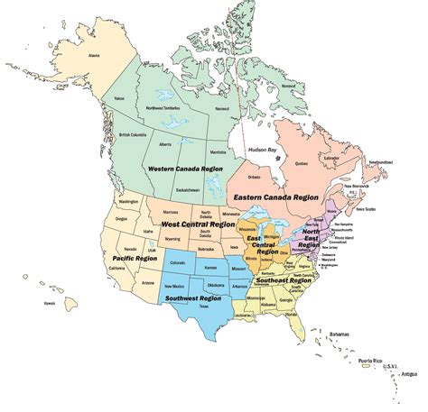 Mapa de Estados Unidos y Canadá - Mapa de Estados Unidos