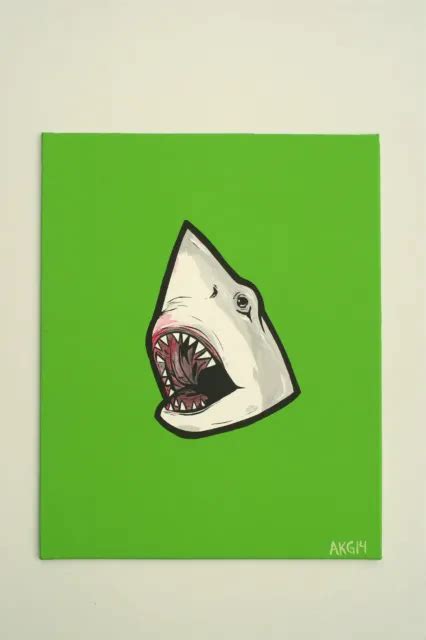 ALLYSON GUTCHELL GREAT White Shark Teeth Jaws Contemporary Pop Art Original $60.00 - PicClick