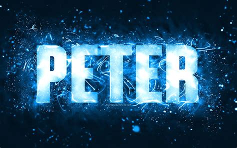 Happy Birtay Peter, blue neon lights, Peter name, creative, Peter Happy ...