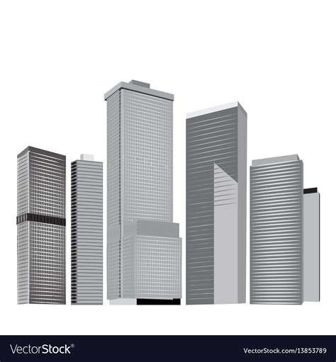 City skyline in grey colors Royalty Free Vector Image