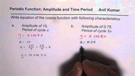 Equation of Cosine Function for Given Amplitude and Time Period - YouTube