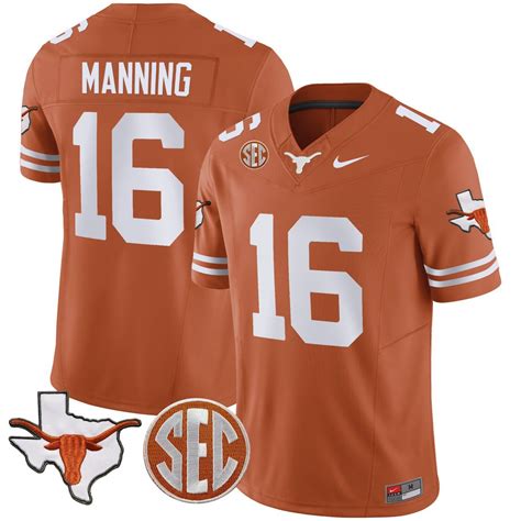 Men’S Arch Manning Texas Longhorns Vapor Limited Sec Patch Jersey – All ...