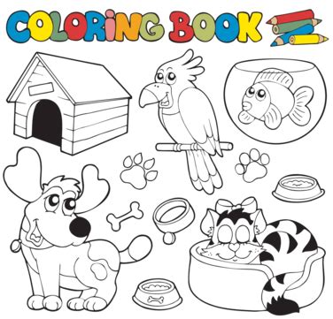 Coloring Book With Pets 4 Bone Pets Aquarium Vector, Bone, Pets, Aquarium PNG and Vector with ...