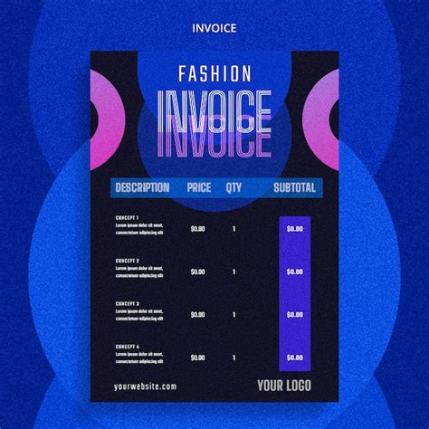 Free PSD | Gradient fashion trends invoice template