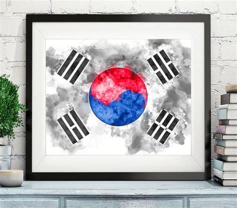 Items similar to South Korea Flag Art, South Korea Flag Print, Flag ...