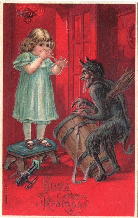 Gruss vom Krampus um 1900 Prägekarte gelaufen | Scary christmas ...