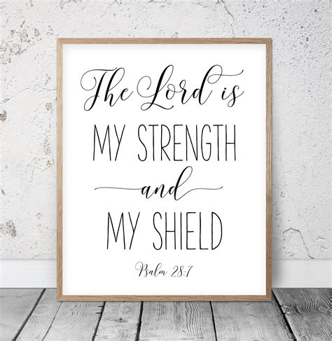 The Lord is My Strength and My Shield Psalm 28:7 Bible Verse | Etsy