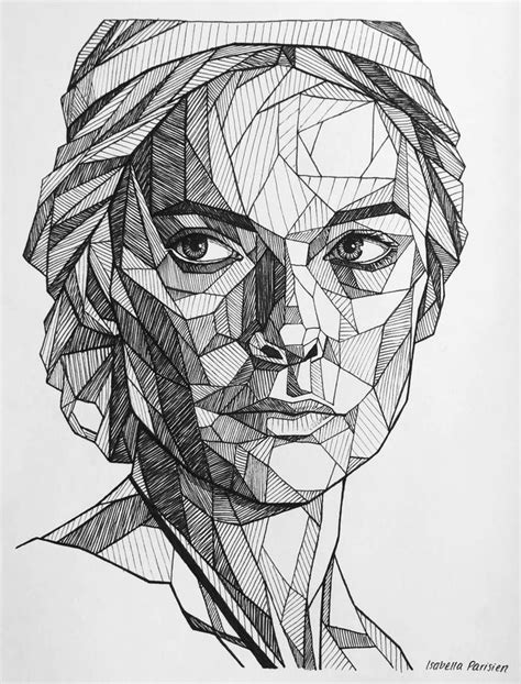 Geometric Face Drawing Of Rebecca Ferguson - Geometric Face Drawing | Polygon art, Geometry art ...