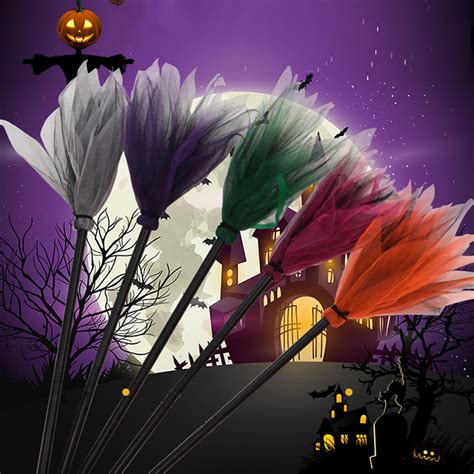 Dengjunhu Halloween Witch Broom Plastic Witch Broomstick Kids Broom Props Witch Broom Party ...