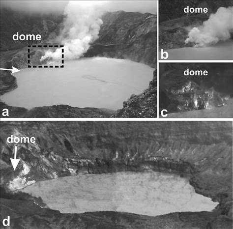 (a) Photo of Poás crater lake taken on 17 March 2009 from the NNW. The ...